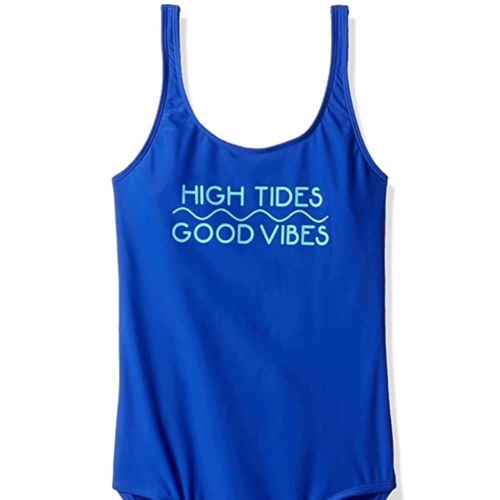 NWT Hobie Girl Blue One Piece Swimsuit High Tides Lattice Back Girls Size 14